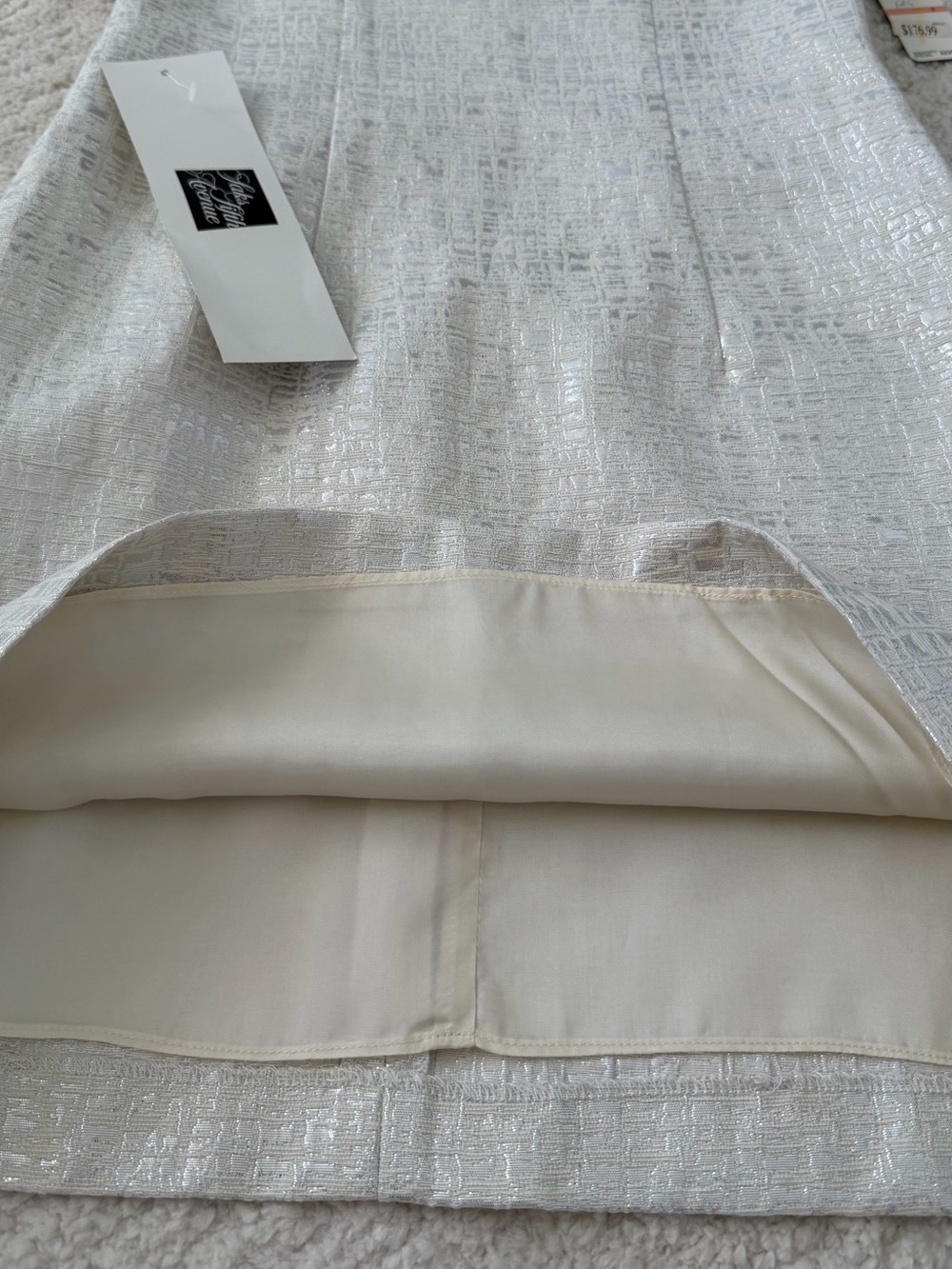 NWT Laundry by Shelli Segal Y2K Ivory Metallic Beaded Mini Dress - Picture 7 of 9